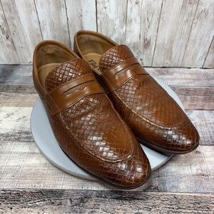 Flag Ltda. Nappa Glove Mens Dress Shoes Brown Woven Leather Loafers Size 8.5 M